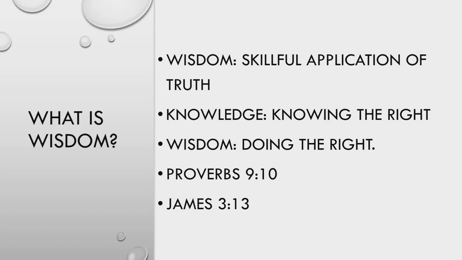 Class:  Wisdom's Call:  The Principal Thing