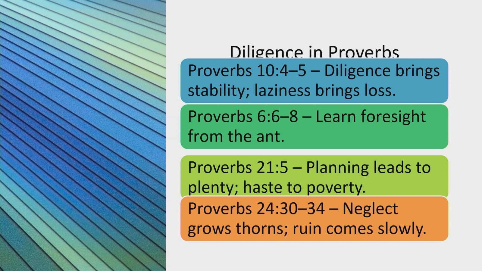 Class:  Diligence and Work